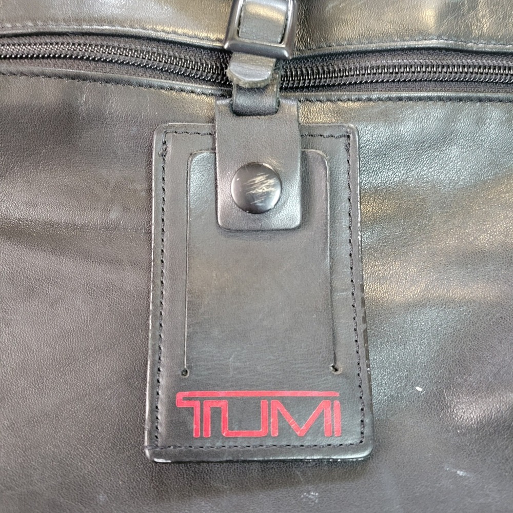 Tumi Black Leather Laptop Bag Briefcase Travel Bag 17x14 - Picture 2 of 14